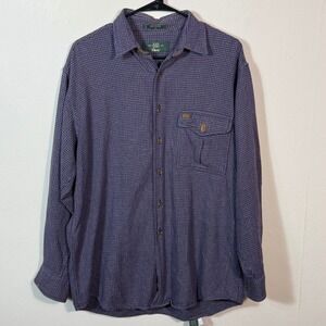 Orvis Men's Medium Houndstooth Long Sleeve Button Up Shirt 100% Cotton Heavy‎